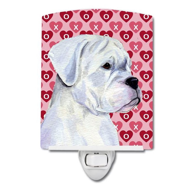 Carolines Treasures SS4509CNL Boxer Hearts Love & Valentines Day Portrait Ceramic Night Light