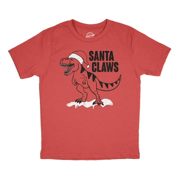 Youth Funny T Shirts Santa Claws Sarcastic Xmas Dino Graphic Novelty Tee For Kids
