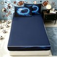 thumbnail image 4 of meiyoeat Lightning Soccer Zipper Twin Comforter Sets with Fitted Sheet and 2 Pillowcases for Boys, Sport Ball Zipper Bedding Set, Blue Black, Blue Reversible, 4 Pieces, 4 of 7