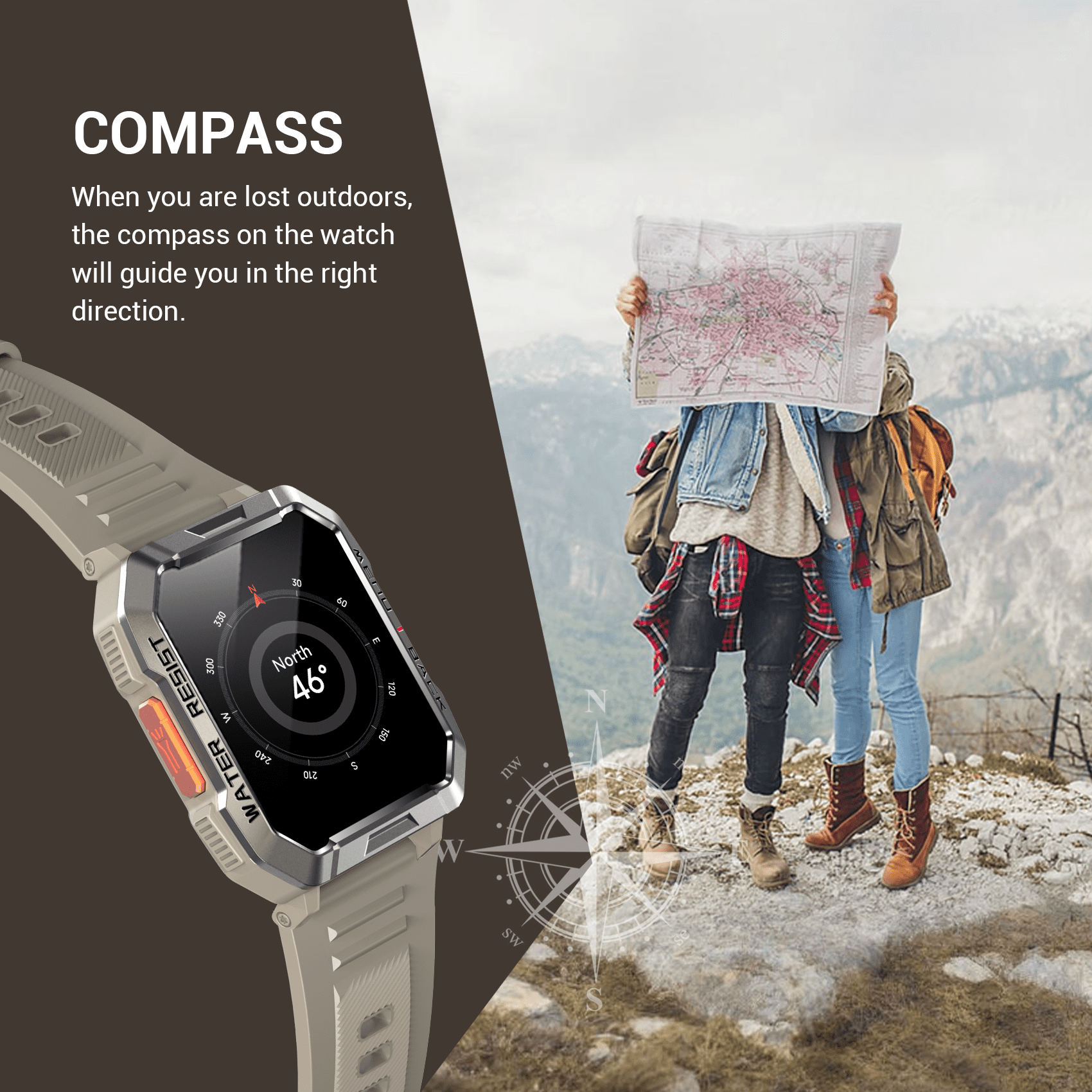 Blackview 2.01-inch Military Smartwatch for Men,Rugged Fitness Smart Watch fits for Android iPhone,Bluetooth(Answer/Make Calls)/Waterproof,Khaki