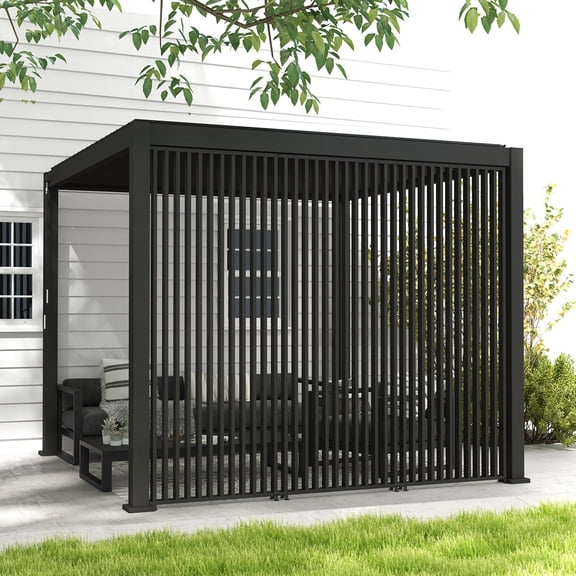 Mirador 111S Outdoor Pergola Aluminum Deco Wall Skyline 1/3 10' Side, Dark Grey (Not Pergola)