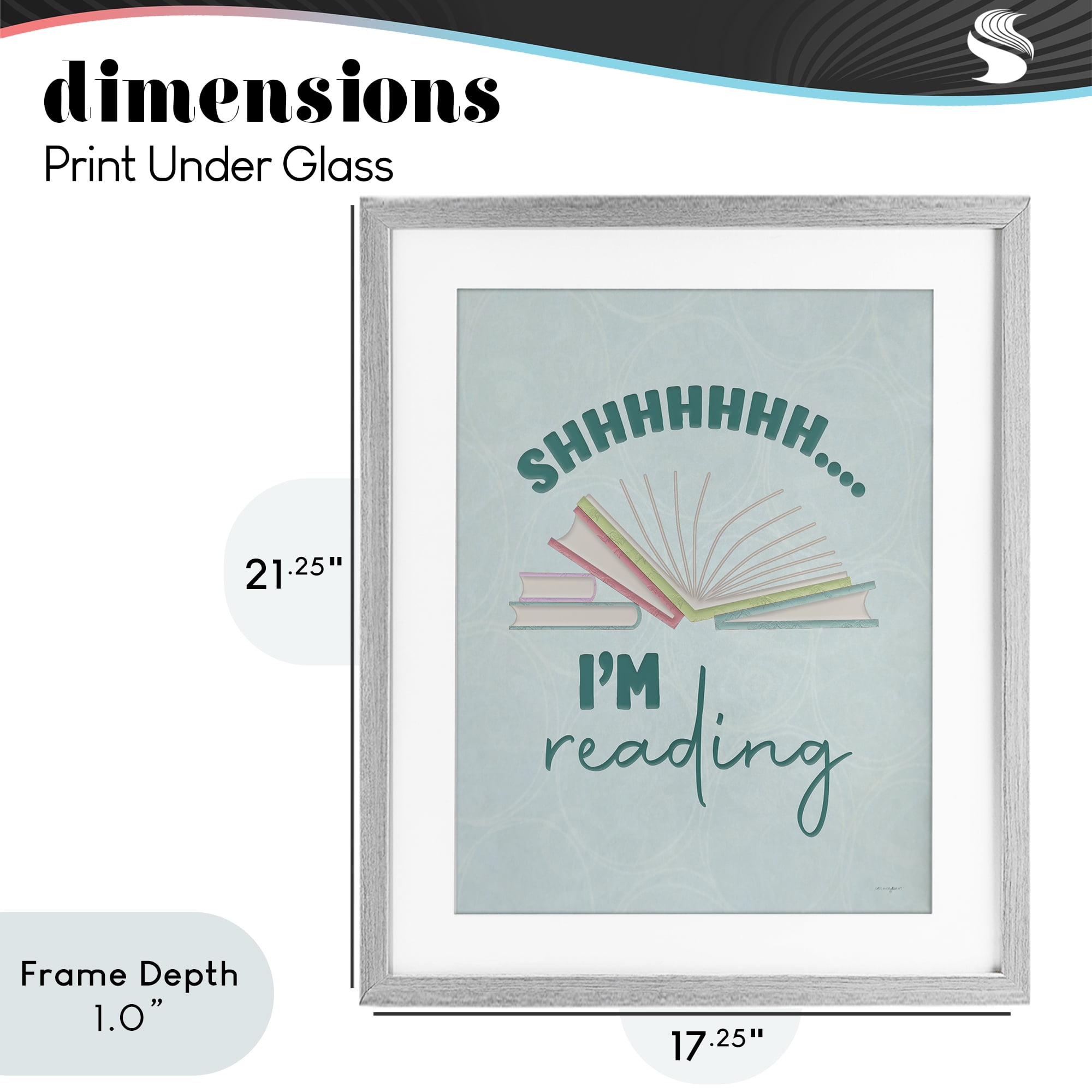 Stupell Industries Shhh I'm Reading Gray Framed Print Under Glass, design by Seven Trees Design