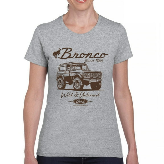 Ford Bronco Wild and Untamed Since 1966 T-Shirt Vintage Off-Road 4x4 Adventure Retro Truck Licensed Women's Tee