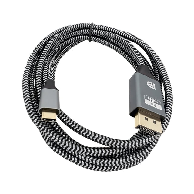 Cable USB C a DP 1,8 de 1,8 metros, Cable trenzado de nailon 8K, accesorios portátiles Plug and Play para tableta, teléfono inteligente profesional