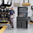 thumbnail image 2 of 71" Rolling Metal Garage Storage Cabinet with Wheels, 3 Drawers, Locking Doors & Adjustable Shelves, Steel Tool Cabinet for Workshop Warehouse, 2 of 7