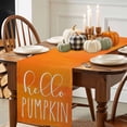 thumbnail image 3 of Hello Pumpkin Cotton Linen Table Runner, Washable Table Runners for Kitchen, Dining Room, Holiday, Home Party Table Decor, 13x108 Inches, 3 of 9
