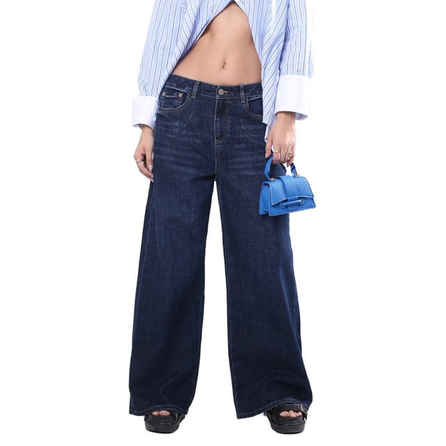 Pantalón Wide Leg Mujer Savi Jeans Mezclilla Tiro Medio