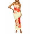 thumbnail image 2 of Women'S Strapless Floral Print Bodycon Maxi Dress for Summer Weddings and Parties Yellow S, 2 of 8