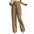thumbnail image 2 of Women Wide Leg Pants High Waisted Business Casual Work Trousers Dressy Pants with Pockets Khaki S, 2 of 10