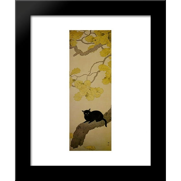 Black Cat (Kuroki Neko) 20x24 Framed Art Print by Hishida Shunso