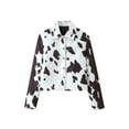 thumbnail image 4 of Cow Print Faux Shearling Jacket (S, Brown), 4 of 5