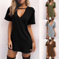 thumbnail image 4 of New Women Plain Stretchy Baggy Short Sleeve Ladies T-Shirt Mini Dress, 4 of 8