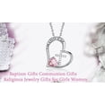 thumbnail image 3 of Gioobbt Heart Cross Birthstone Pendant Necklace for Women, Baptism, First Communion, Easter, Birthday, Christmas, 3 of 5