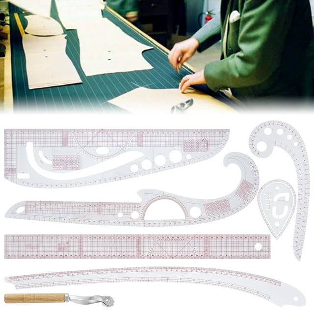 Duety 7Pcs Sewing Ruler Set French Curve Clear Ruler for Pattern Maker DIY Clothing Dress Making Sewing Ruler Tailor Set Clothing Measuring Ruler Sewing Tool for Designers Pattern Maker and Tailors