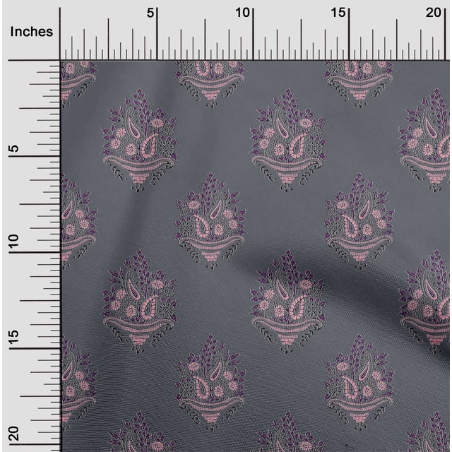 oneOone Polyester Lycra Fabric Leaves|Floral & Paisley Block Decor Fabric Printed BTY 56 Inch Wide