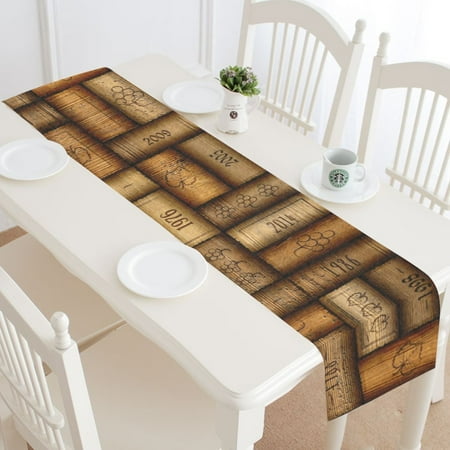 Cloth Table Runner - MYPOP Wine Bottle Cork Table Runner Home Decor 14x72 Inch, Unique Vintage Table Cloth Runner for Wedding Party Banquet Decoration