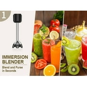 Immersion Blender, 1100W Electric Mixer Handheld, 5-in-1 Stick Blender with Chopper, Blender for Kitchen with 600ml Beaker