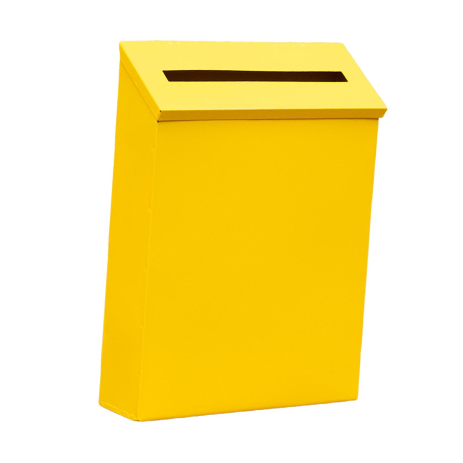 Wall Mount Mailbox Drop Box Newspaper Holder Box Decorative Rainproof Letterbox Metal Postbox for Home Office Outdoor Gate Decoration Yellow
