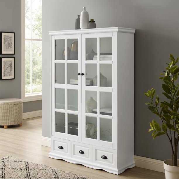 Electronn Storage with Tempered Glass Doors Curio with