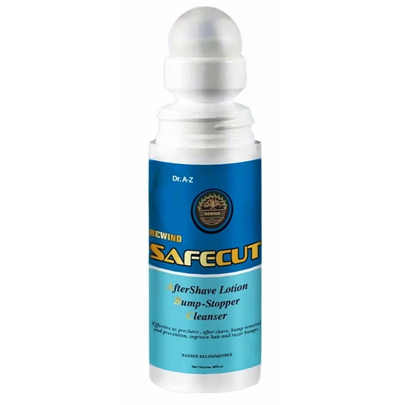 Safecut Cool Blue Razor Bump and Ingrown Hairs Serum - After Shave Solution Roll-On for Ingrown Hairs, Razor Burns and Razor Bumps for Men and Women