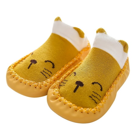 

DNDKILG Baby Toddler Girls Boy Spring Summer Fall First Walkers Shoes Slippers Newborn Infant Non-Slip Cartoon Floor Socks Yellow 0-2Y 11
