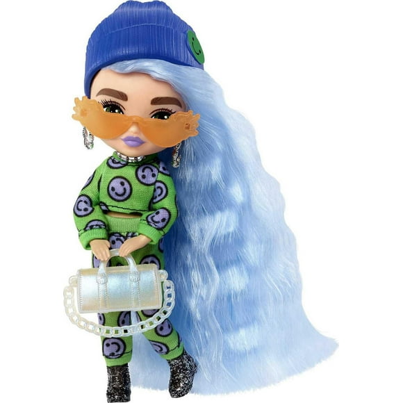 Barbie Extra Minis Doll #3 (5.5 in) Wearing Emoji-Printed 2-Piece Fashion, with Doll Stand & Accessories Including Sunglasses and Purse, Gift for Kids 3 Years Old & Up​