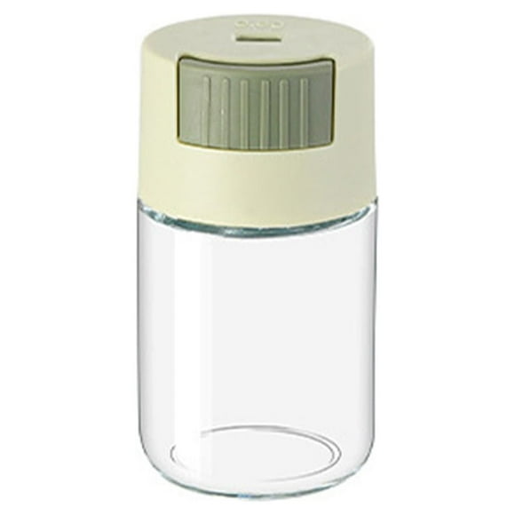 Thinsont Quantitative Spice Bottle Portable Round Transparent Moistureproof Pepper House Cooking Seasoning Jar Glass Container Green