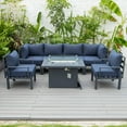 thumbnail image 4 of LeisureMod Chelsea 7-Piece Aluminum Outdoor Patio Conversation Set, Outdoor Sofa Seating with Cushions and Fire Pit Table for Backyard, Garden or Deck, Blue, 4 of 27