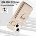 thumbnail image 2 of Nalacover Ring Holder Kickstand Case for iPhone 15 Plus 6.7" Crossbody Wallet Case with Credit Card Slots, Lanyard Shoulder Strap Premium PU Leather Wrist Hand Strap Cover, Beige, 2 of 10
