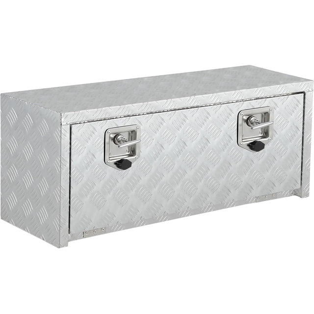 36in Aluminum Truck Toolbox Waterproof Underbody Storage Organizer for Pickup Trailer RV - Heavy-Duty Lockable Box Silver