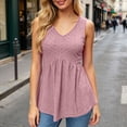 thumbnail image 3 of Tank Tops for Women Summer Flowy Peplum Top Sleeveless V Neck Textured Dressy Casual Tank Top, 3 of 7