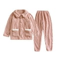 thumbnail image 2 of BONIXOOM Matching Pajamas For Couples Womens Christmas Pajamas Sleepwear Button Long Sleeve Solid Sleepwear Sets Pink XL, 2 of 9
