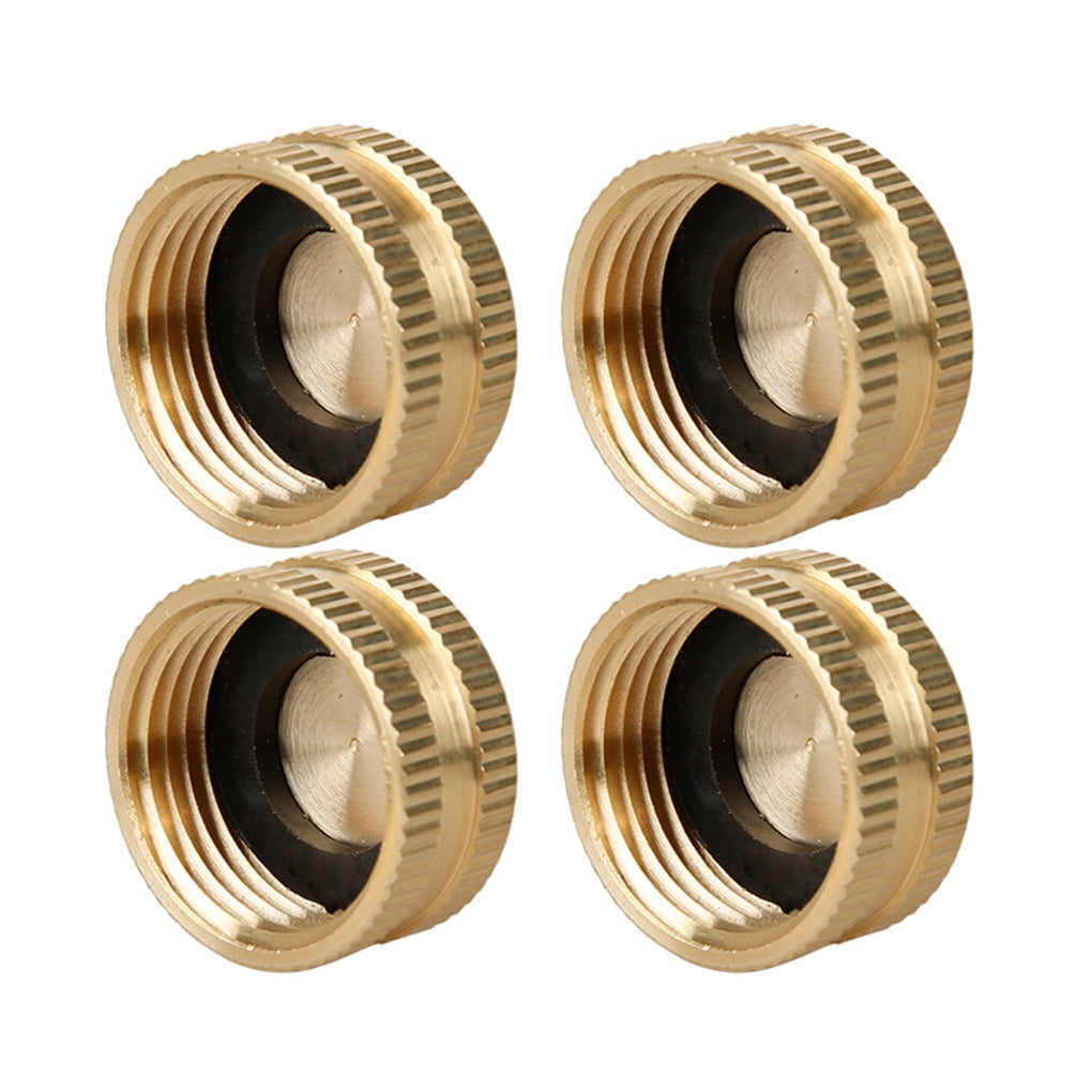 4 Pieces Garden Hose Brass Hose Cap with Washers 3/4Inch Female Thread