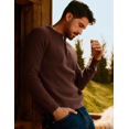 thumbnail image 3 of Olaglory Mens Sweaters Crewneck Waffle Pullover Sweater,  Casual Button Textured Knit Henley Sweaters for Men, 3 of 8