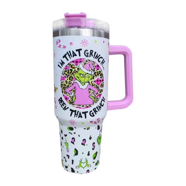 Vaso Stanley con asa y pajita, taza de café de viaje 100% a prueba de fugas, vaso de acero inoxidable aislado para bebidas frías y calientes, apto para lavavajillas 40oz