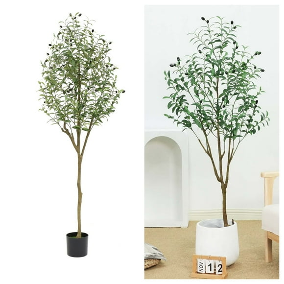 5.9 FT High Artificial Olive Tree, Indoor Artificial Plants Potted Olive Silk Tree for Living Room Bedroom Office Decoration