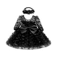 thumbnail image 3 of CCRFTGI Dresses for Girls Size 7 A-Line Long Sleeve Dress Birthday Wedding Lace bow Girls Clothes 2026 Summer Trendy Special Occasion Dresses Black 18Month, 3 of 4