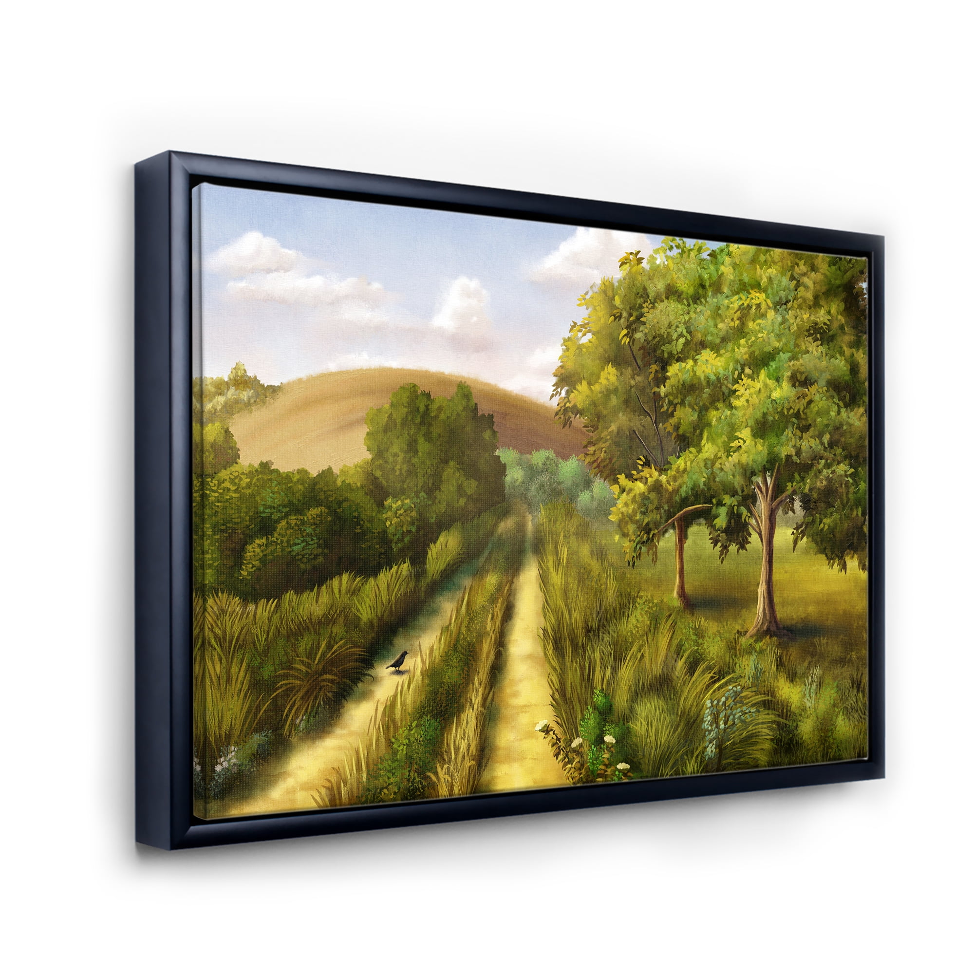 Designart 'Vital Country Road During Summer' Traditional Framed Canvas Wall Art Print