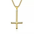 thumbnail image 5 of HOOUN Men Women Upside Down Cross Pendant Prayer Necklace Stainless Steel Punk Jewelry-01#Silver Upside Down Cross, 5 of 9