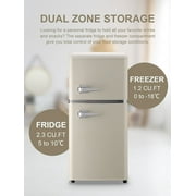 GGTB 3.0 Cu.ft Retro Cream Mini Fridge with Freezer, Double Door Compact Refrigerator for Dorm Apartment Office