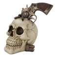 thumbnail image 3 of Wild West Cowboy Western Outlaw Skull With Pistol Gun And Ammo Bullets Figurine, 3 of 9