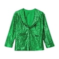 thumbnail image 3 of TiaoBug Kids Christmas Sparkly Sequins Jacket One Button Formal Tuxedo Suit Jazz Disco Dance Outerwear Green 10, 3 of 5