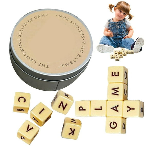 Solitaire Solitaire The Idea Of the Game Is To Use All 12 Dice To Spell Connected Words Puzzle Game (Silver) Toys