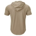 thumbnail image 2 of SWSMCLT Men's Short Sleeve Hoodie Hooded Regular Fit Cotton Tee T Shirt Soft Top Plus Size Summer Lightweight Button Cool Casual Khaki Medium, 2 of 2