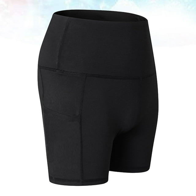 NUOLUX Shorts Deportivos De Para Yoga Y Running Con Bolsillo Lateral Negro