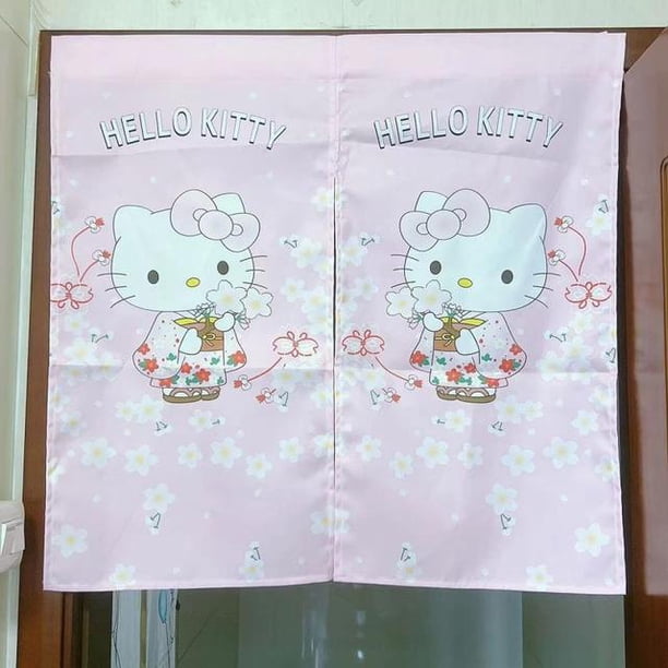 79*79Cm japonés Mymelody Cinnamoroll dibujos animados tela opaca cortina de puerta Kawaii Anime hogar dormitorio decoración media cortina