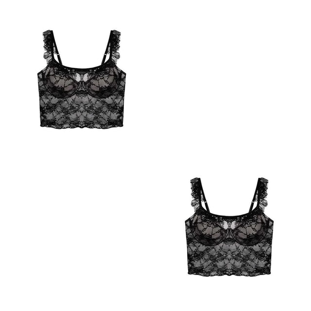 Qarigey Sujetador Sexy, lencería de encaje, ropa de dormir para mujer, hermoso regalo dulce ajustable, tira de mano de obra fina transpirable Type8 NO8
