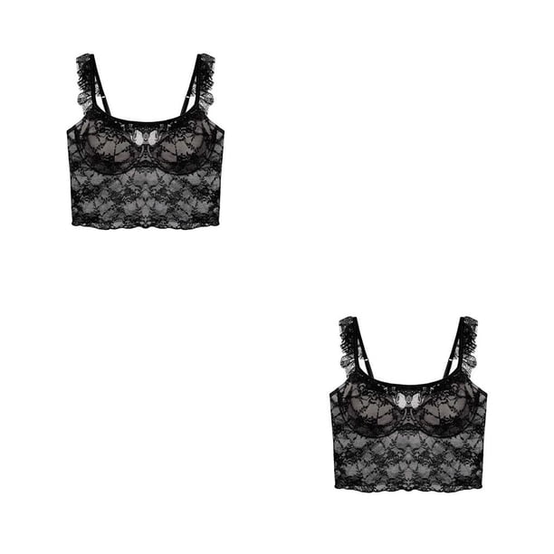 Qarigey Sujetador Sexy, lencería de encaje, ropa de dormir para mujer, hermoso regalo dulce ajustable, tira de mano de obra fina transpirable Type8 NO8