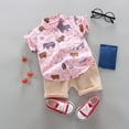 thumbnail image 2 of Toddler Outfits Boys Cartoon Set Tops Shorts Summer Baby T Shirt Boys Outfits Set Boy Baby Clothes Pink 18 Months-24 Months, 2 of 3