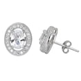 thumbnail image 1 of YGI Group SSE271 Sterling Silver Halo Oval Cut Micropave Stud Earrings With Cubic Zirconia, 1 of 1